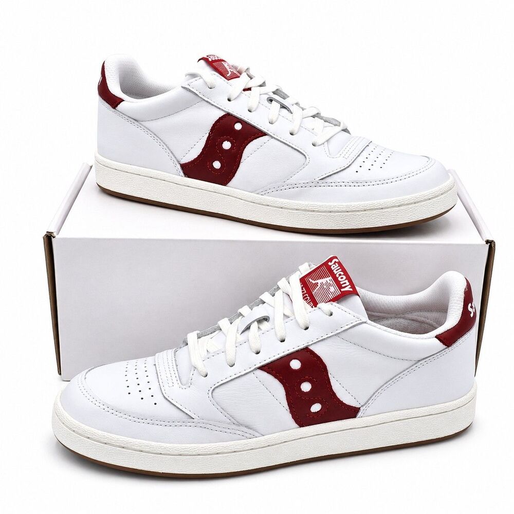 Saucony Jazz Court White Red Women's 9.5 Men's 8 Leather Sneakers S70555-6